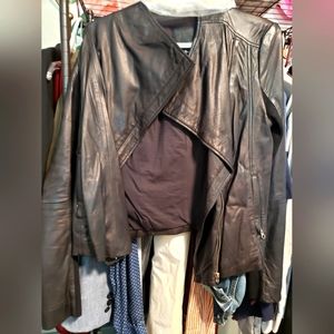 100% leather Trouvé jacket with ribbed sleeve detail